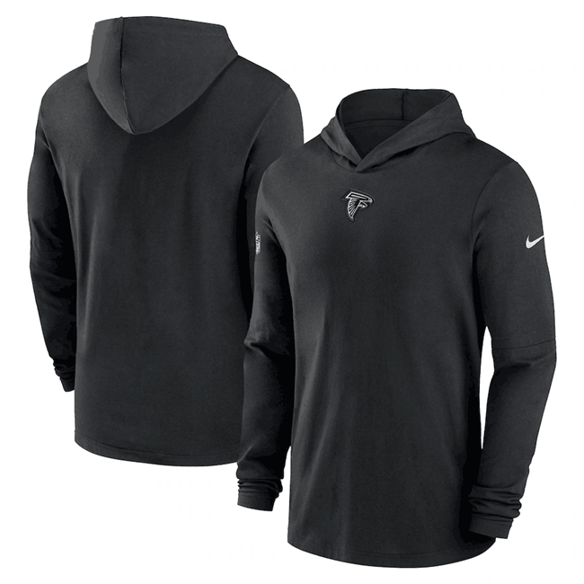 Men's Atlanta Falcons Black Sideline Performance Long Sleeve Hoodie T-Shirt